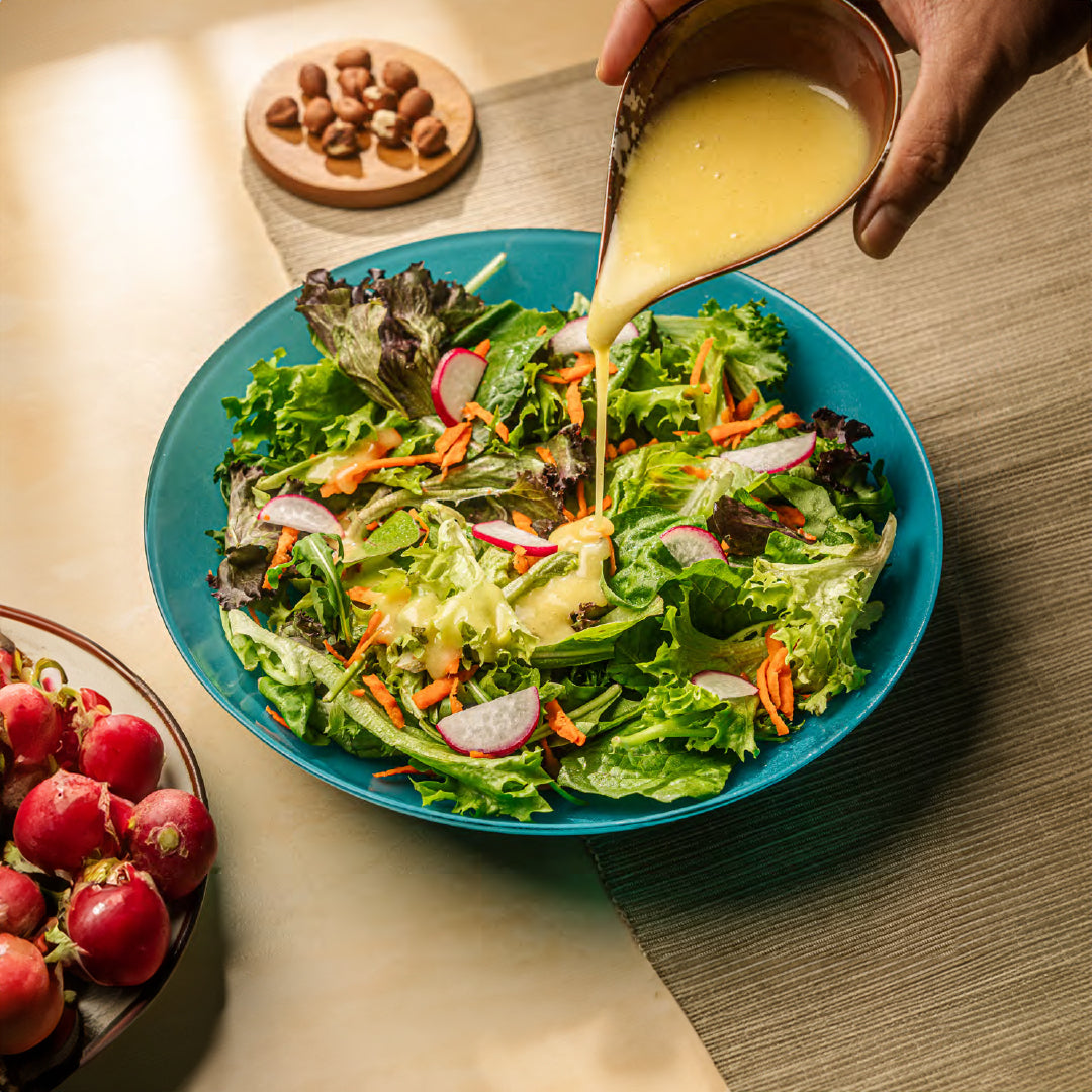 Mixed Green Salad with Roasted Hazelnut Dressing