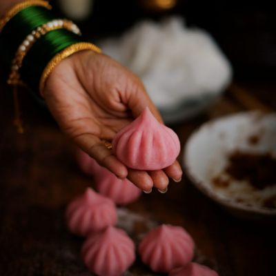 Strawberry Motichoor Laddu