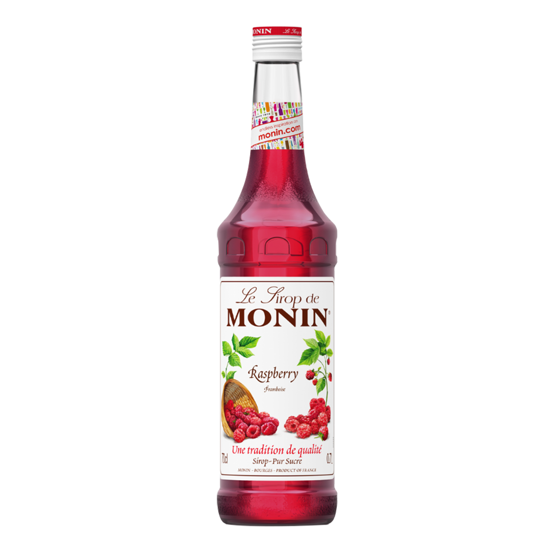 Savor Raspberry Bliss with Monin Raspberry Syrup.